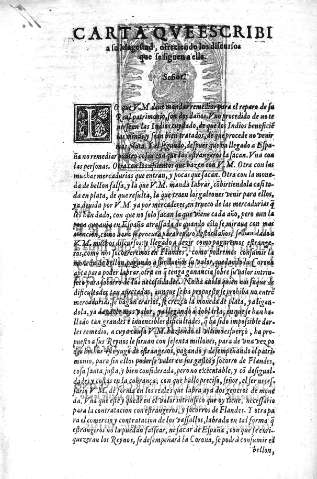 Carta qve escribi a su Magestad...