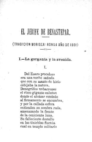 El Jerife de Benastepar. (Tradición morisca: Ronda año de 1501)