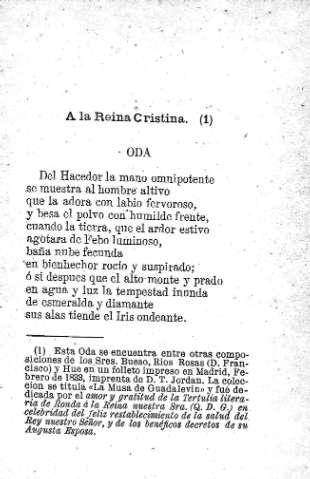 A la Reina Cristina