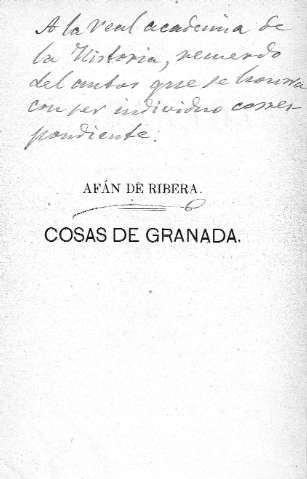 Afán de Ribera. Cosas de Granada