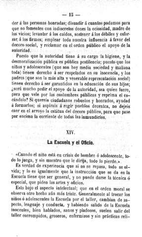 XIV. La Escuela y el Oficio