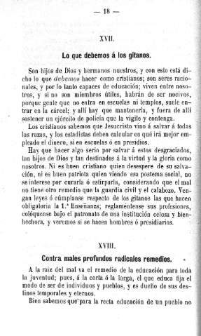 XVII. Lo que debemos á los gitanos. XVIII. Contra males profundos radicales remedios