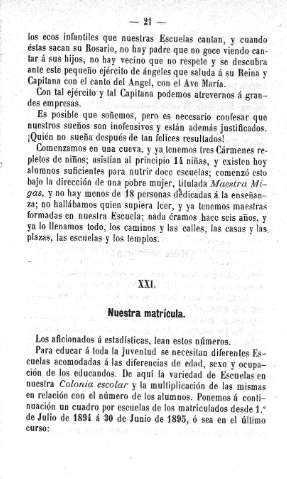 XXI. Nuestra matrícula