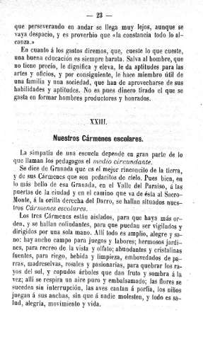 XXIII. Nuestros Cármenes escolares