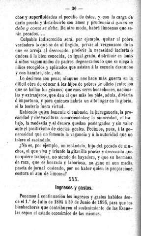XXX. Ingresos y gastos