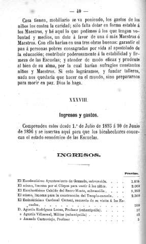 XXXVIII. Ingresos y gastos. Ingresos