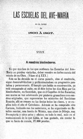 Las Escuelas del Ave-María en el curso de 1896 á 1897. XXXIX. A nuestros bienhechores 