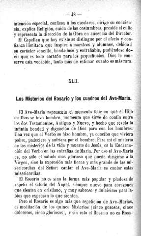 XLII. Los Misterios del Rosario y los cuadros del Ave-María