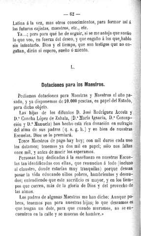 L. Dotaciones para los Maestros