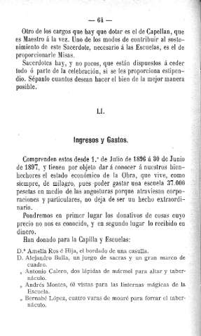 LI. Ingresos y gastos