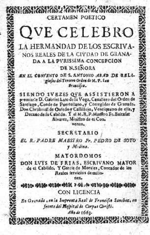 Certamen poetico qve celebro la Hermandad de los escrivanos reales de la civdad de Granada