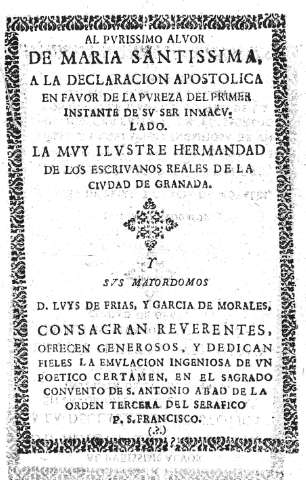 Al Pvrissimo Alvor de Maria Santissima...