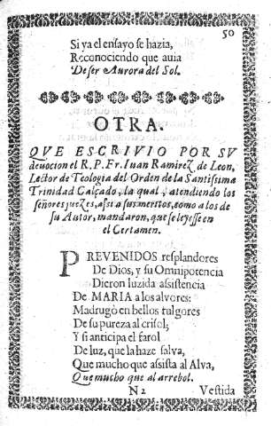 Otra. Qve escrivio por sv devocion el R.P. Fr. Iuan Ramirez de Leon