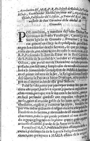 Aprobacion del M. R.P. R. Fr. Ioseph de Toledo...