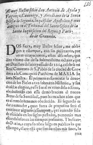 Al muy Ilustre señor don Antonio de Ayala y Verganza...