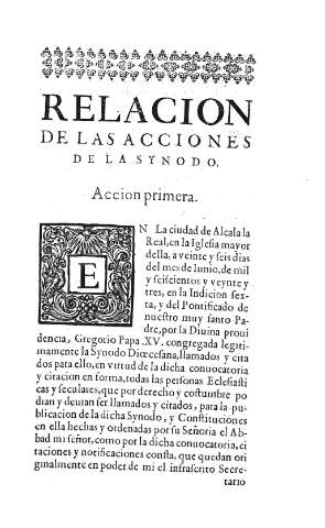 Relacion de las acciones de la Synodo