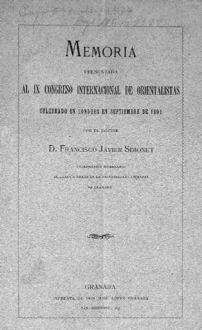 Memoria presentasa al IX Congreso Internacional de Orientalistas...