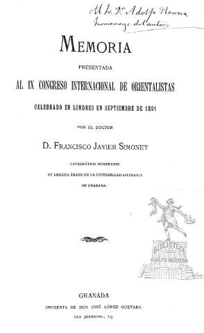 Memoria presentada al IX Congreso Internacional de Orientalistas celebrado en...