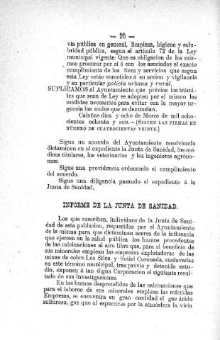 Informe de la Junta de Sanidad