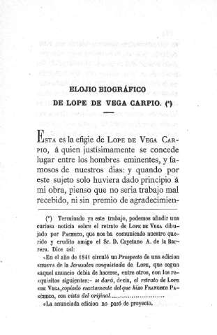Elojio biográfico de Lope de Vega Carpio