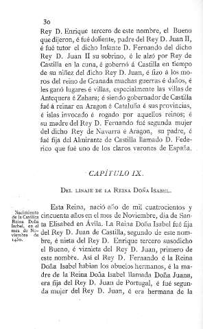 IX. Del linaje de la Reina Doña Isabel
