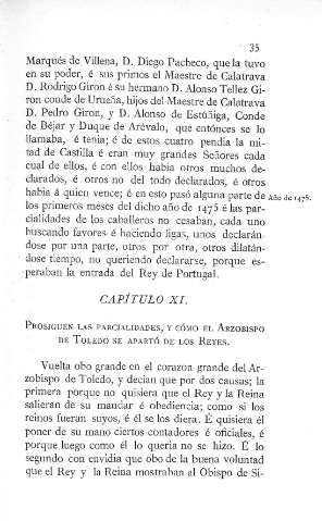 XI. Prosiguen las parcialidades, y cómo el Arzobispo de Toledo se apartó de los Reyes