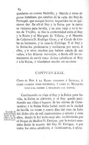 XXIX. Como el Rey é la Reina vinieron á Sevilla...