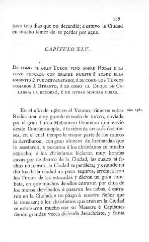 XLV. De como el Gran Turco vino sobre Rodas...