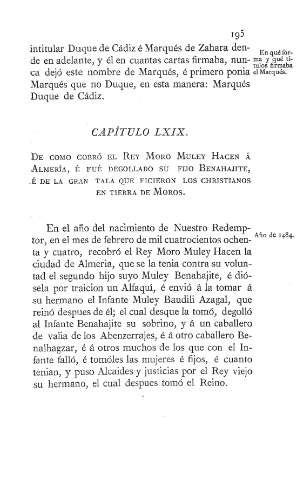LXIX. De como cobró el Rey moro Muley Hacen á Almería...