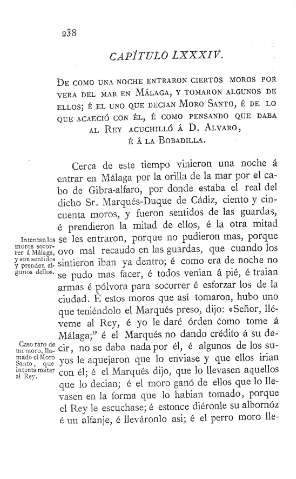 LXXXIV. De como una noche entraron ciertos Moros por vera del mar en Málaga...