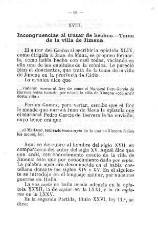 XVIII. Incongruencias al tratar de hechos.- Toma de la villa de Jimena