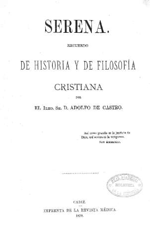 Serena. Recuerdo de historia y filosofía cristiana