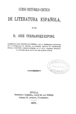 Curso histórico-crítico de literatura española