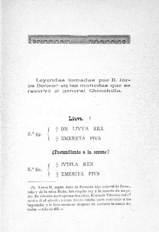 Leyendas tomadas por D. Jorge Bonsor en las monedas que se reservó el general Chinchilla