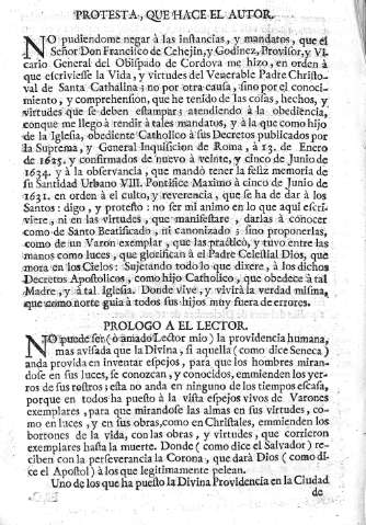 Protesta, que hace el autor. Prologo a el lector