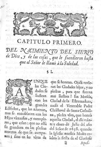 Capitulo Primero. Del nacimiento del Siervo de Dios