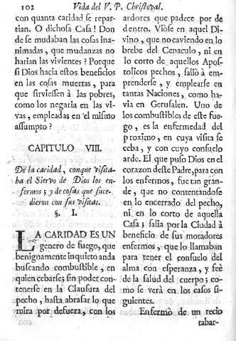 Capitulo VIII. De la caridad, conque visitaba el Siervo de Dios los enfermos