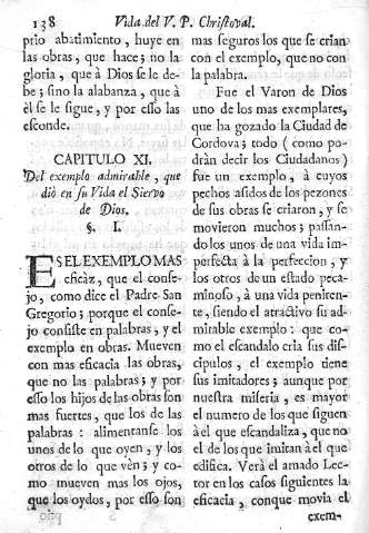 Capitulo XI. Del exemplo admirable, que dio en su Vida