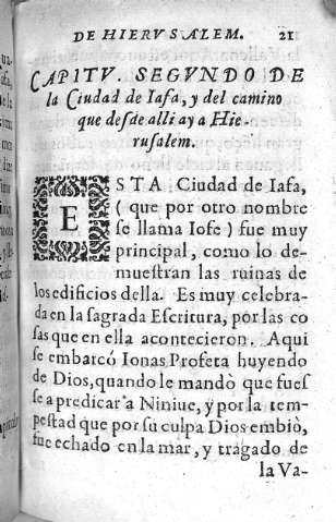 Capitv. Segundo de la Ciudad de Iasa, y del camino que desde alli ay a Hierusalem.