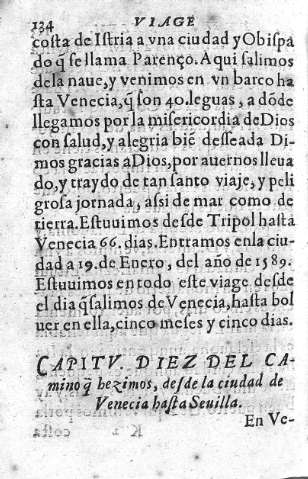 Capitv. Diez del Camino q bezimos, desde la ciudad de Venecia hasta Seuilla