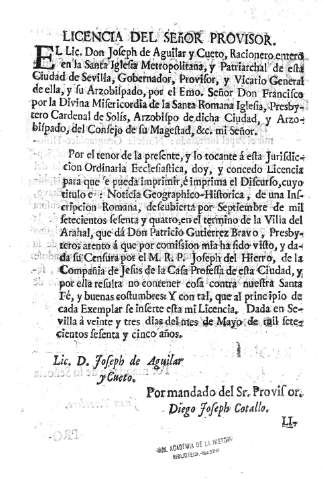 Licencia del señor provisor