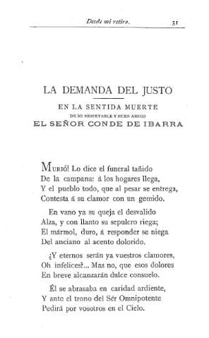 La demanda del justo .- En la sentida muerte de mi respetable y buen amigo el Señor Conde de Ibarra