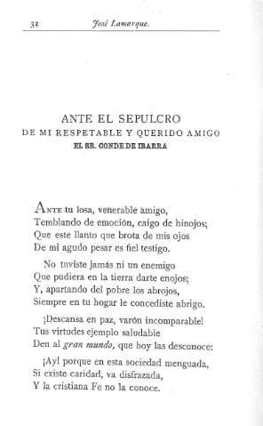 Ante el sepulcro de mi respetable y querido amigo el Sr. Conde de Ibarra