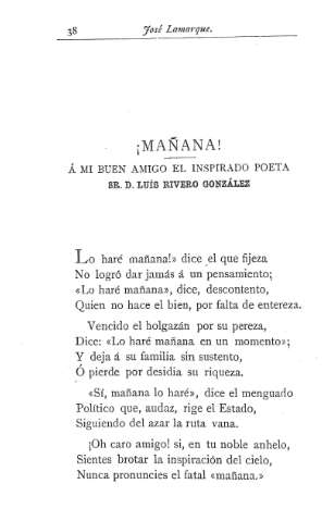 ¡Mañana! .- Á mi buen amigo el inspirado poeta Sr. D. Luis  Rivero González