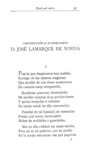 Contestación al ilustre poeta D. José Lamarque de Novoa