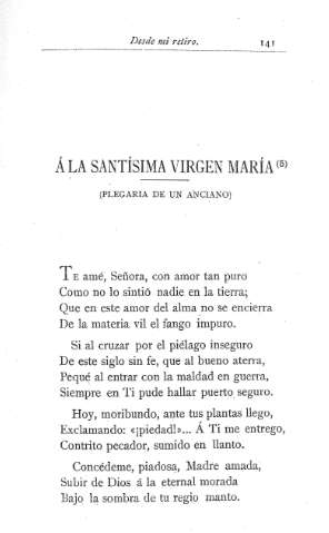 Á la Santísima  Virgen María .- (Plegaria de un anciano)