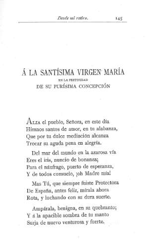 Á la Santísima Virgen María en la festividad de su Purísima Concepción