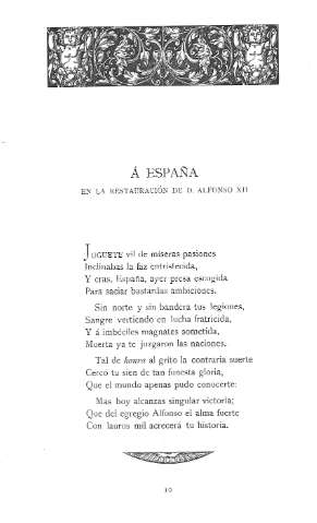 Á España en la Restauración de D. Alfonso XII