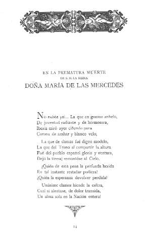 En la prematura muerte de S. M. la Reina Dª María de la Mercedes