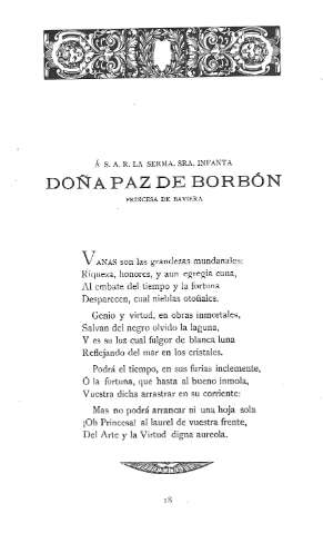 Á S. A. R. la Serma. Sra. Infanta Dª  Paz de Borbón, princesa de Baviera